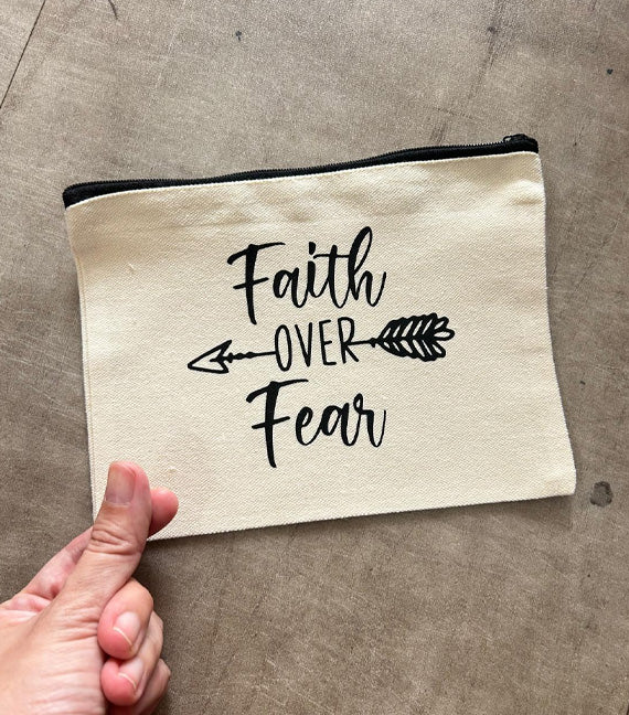 Christian Gift Pencil Case/ Makeup Pouch - Faith over Fear