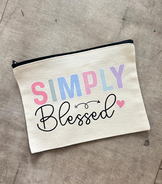 Christian Gift Pencil Case/ Makeup Pouch - Simply Blessed