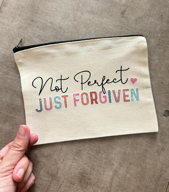 Christian Gift Pencil Case/ Makeup Pouch - Not Perfect Just Forgiven