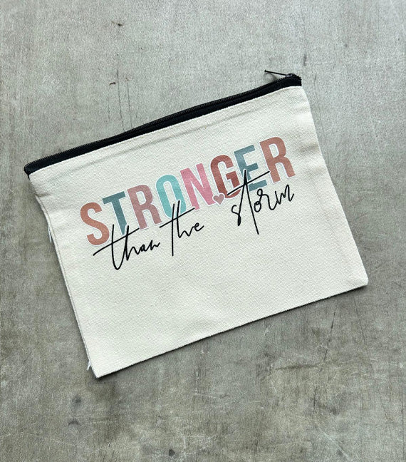 Christian Gift Pencil Case/ Makeup Pouch - Stronger than the storm